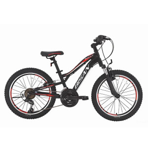 Bērnu velosipēds Bisan BUFFALO Matt Black/Red (Rata izmērs: 24 Rāmja izmērs: 12)