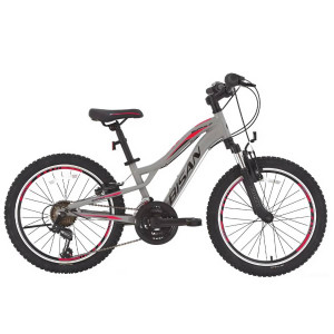 Bērnu velosipēds Bisan BUFFALO Light Grey/Black/Red (Rata izmērs: 24 Rāmja izmērs: 12)