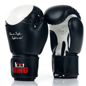 Boksa cimdi Ring Champion (RR-20) 14 oz, melni/balti