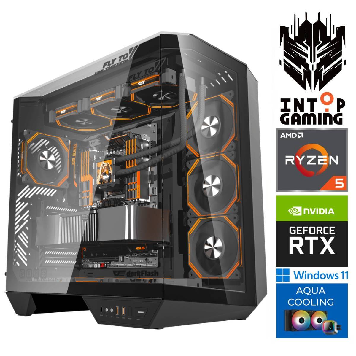INTOP AQUA Ryzen 5 7500X3D 32GB DDR5 1TB SSD M.2 NVME+2TB RTX5080 16GB WIN11Pro