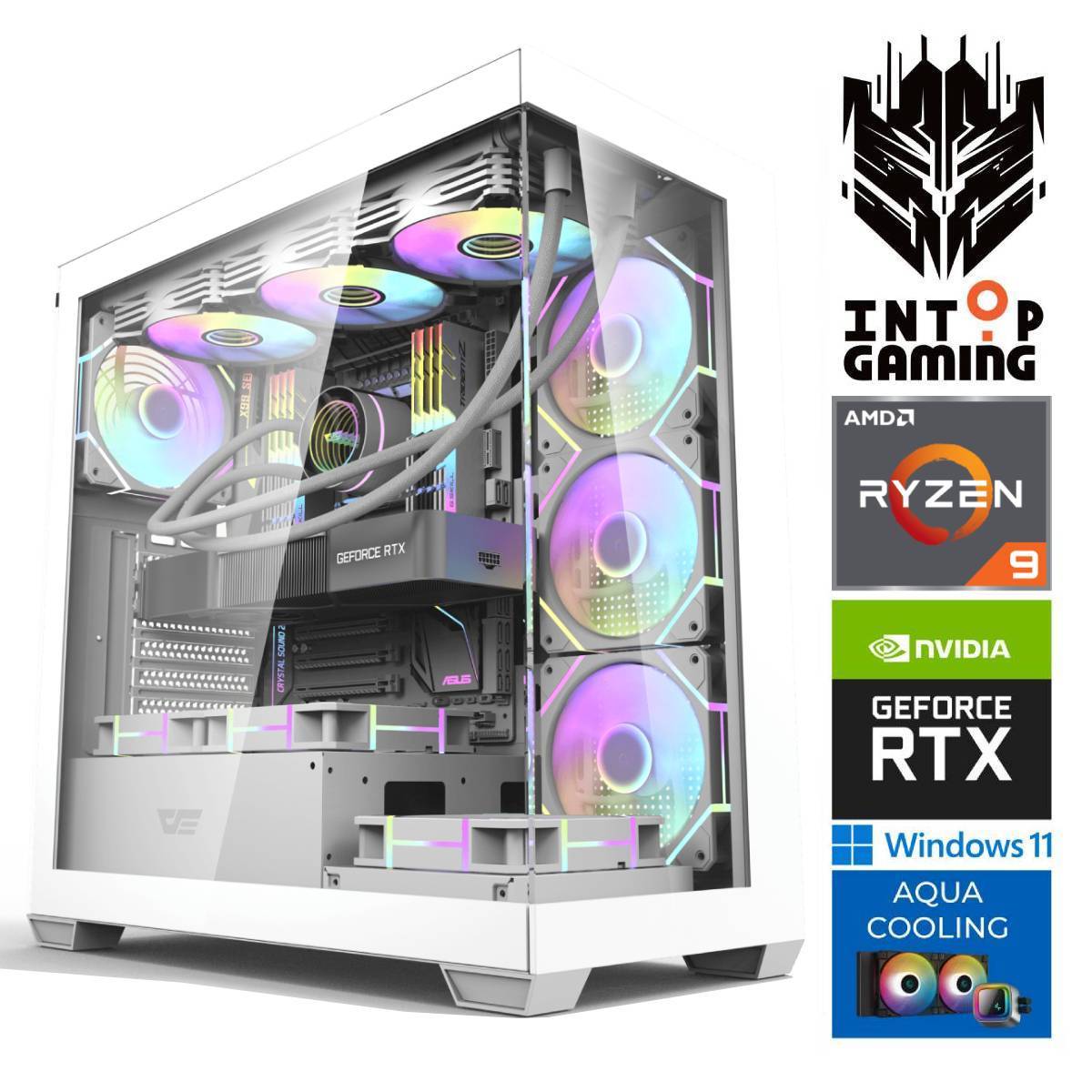 INTOP AQUA Ryzen 9 9900x 64GB DDR5 1TB SSD M.2 NVME RTX 5070 Ti 16GB WIN11