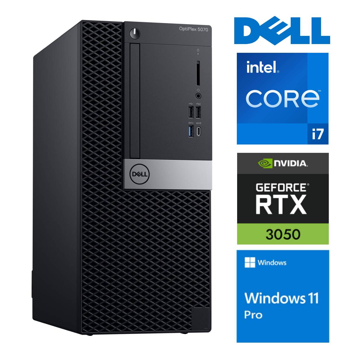 DELL 5070 Tower i7-9700 64GB 256SSD M.2 NVME RTX3050 6GB WIN11Pro
